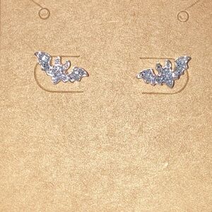 Bat rhinestone stud earrings new